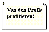 Textfeld: Von den Profis profitieren!